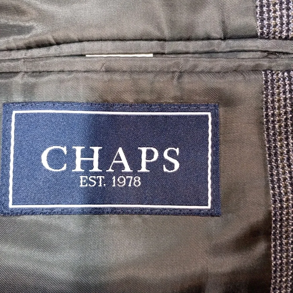 CHAPS Ralph Lauren Grey Tweed Wool Check Blazer Coat Men's 46R‎ Academia Office